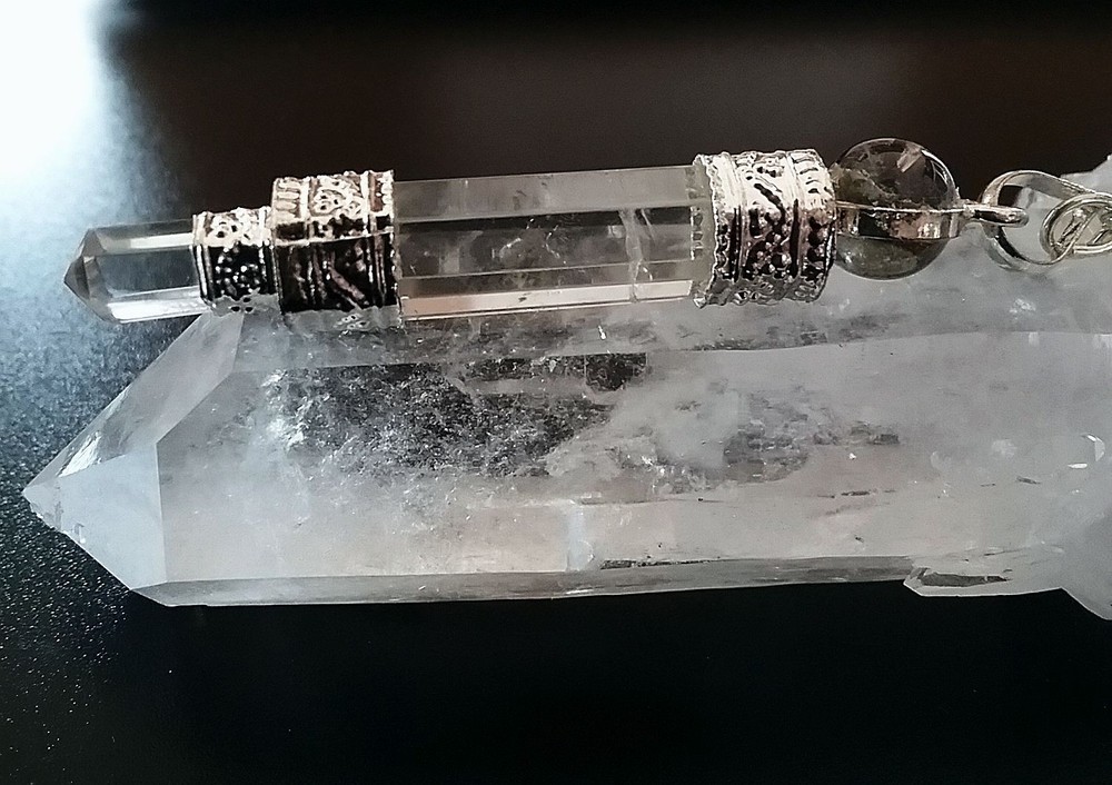 2 Pendulum SET, Crystal Quartz DOWSING PENDULUM WANDS With CRYSTAL POINT