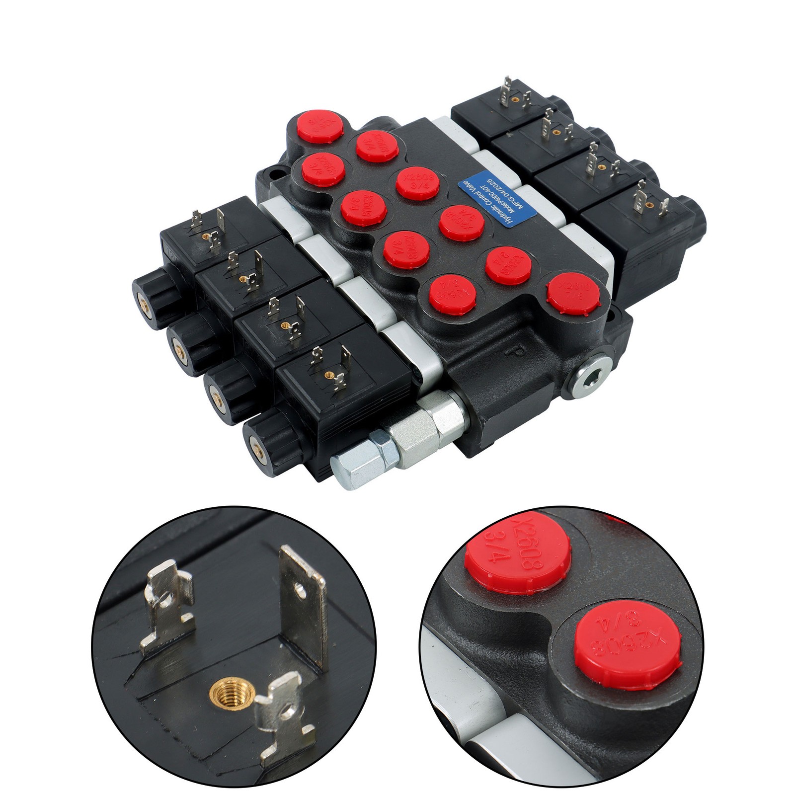 Heavy Duty 4 Spool Hydraulic Control Valve 12V DC 13 GPM 3600 PSI