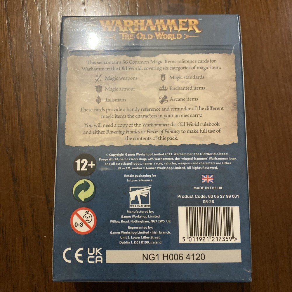 WARHAMMER THE OLD WORLD COMMON MAGIC ITEMS REFERENCE CARD PACK (New & Sealed)