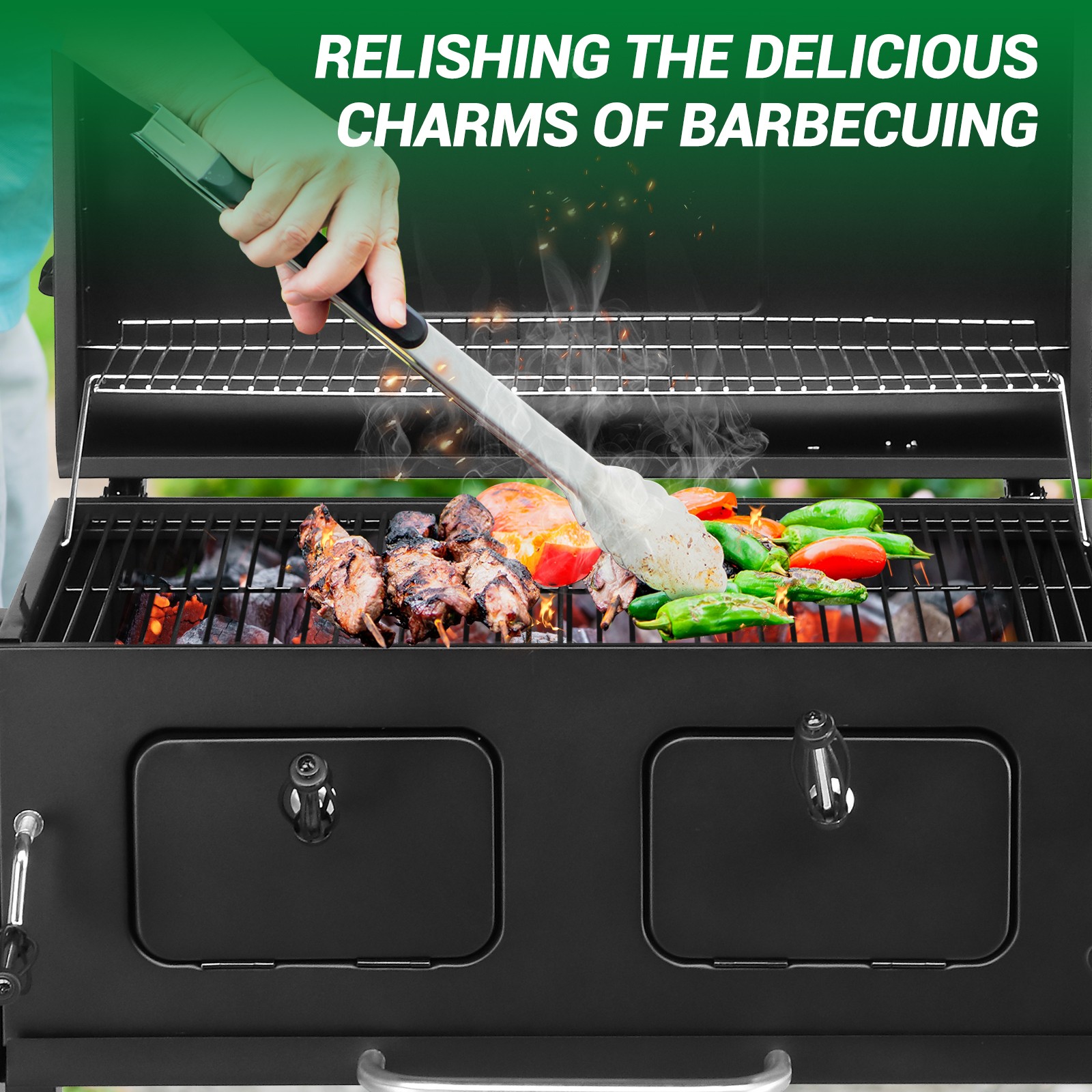 Garden Heavy-Duty Oversize Charcoal Gril Outdoor Liftable BBQ Barbecue Backyard