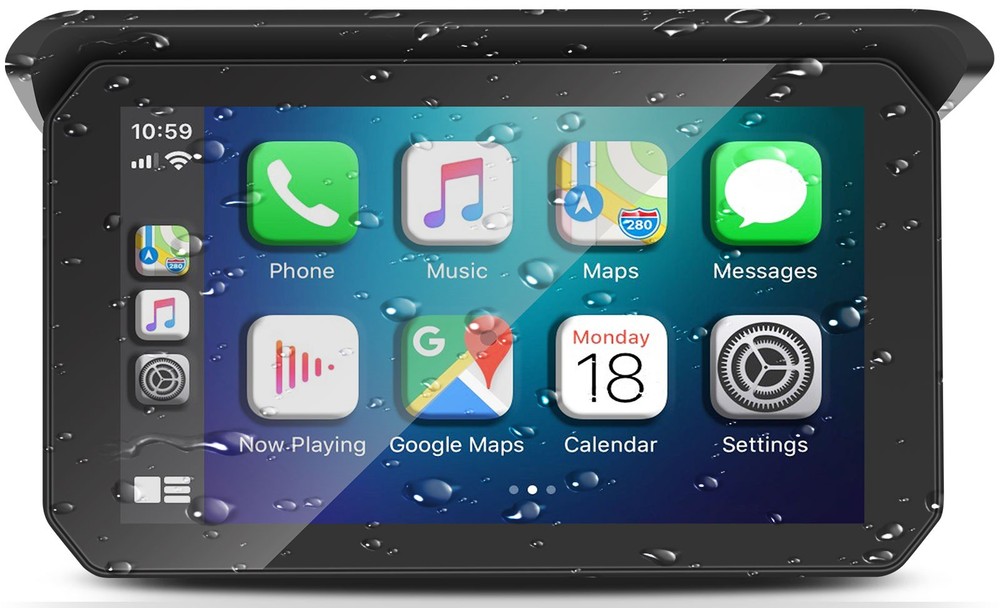 5" Wireless Motorcycle CarPlay Android Auto GPS System Waterproof Touch Screen
