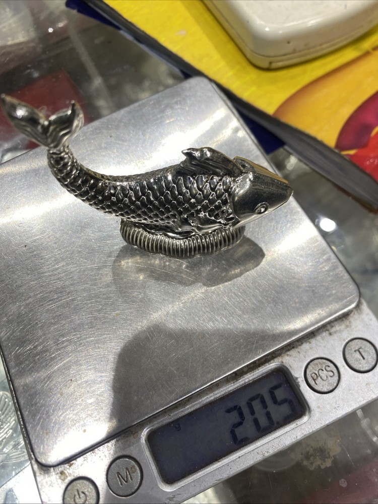 75% Purity Solid Silver Fish 20 Gram Prosperity Display Decor Minituares