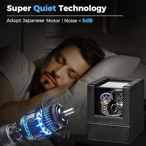 Automatic Watch Winder Box with LED Design, 4 Modes, Super Quiet Motor, Type-C A
