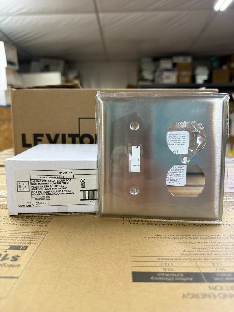 Leviton 84005-40 PACK OF 5 Stainless Toggle/Duplex Device Combo