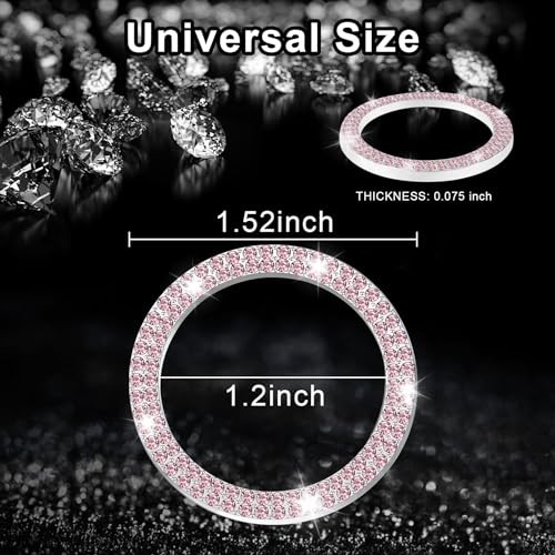 Car Engine Start Stop Decoration Ring, Crystal Double Rhinestone, Bling Pink