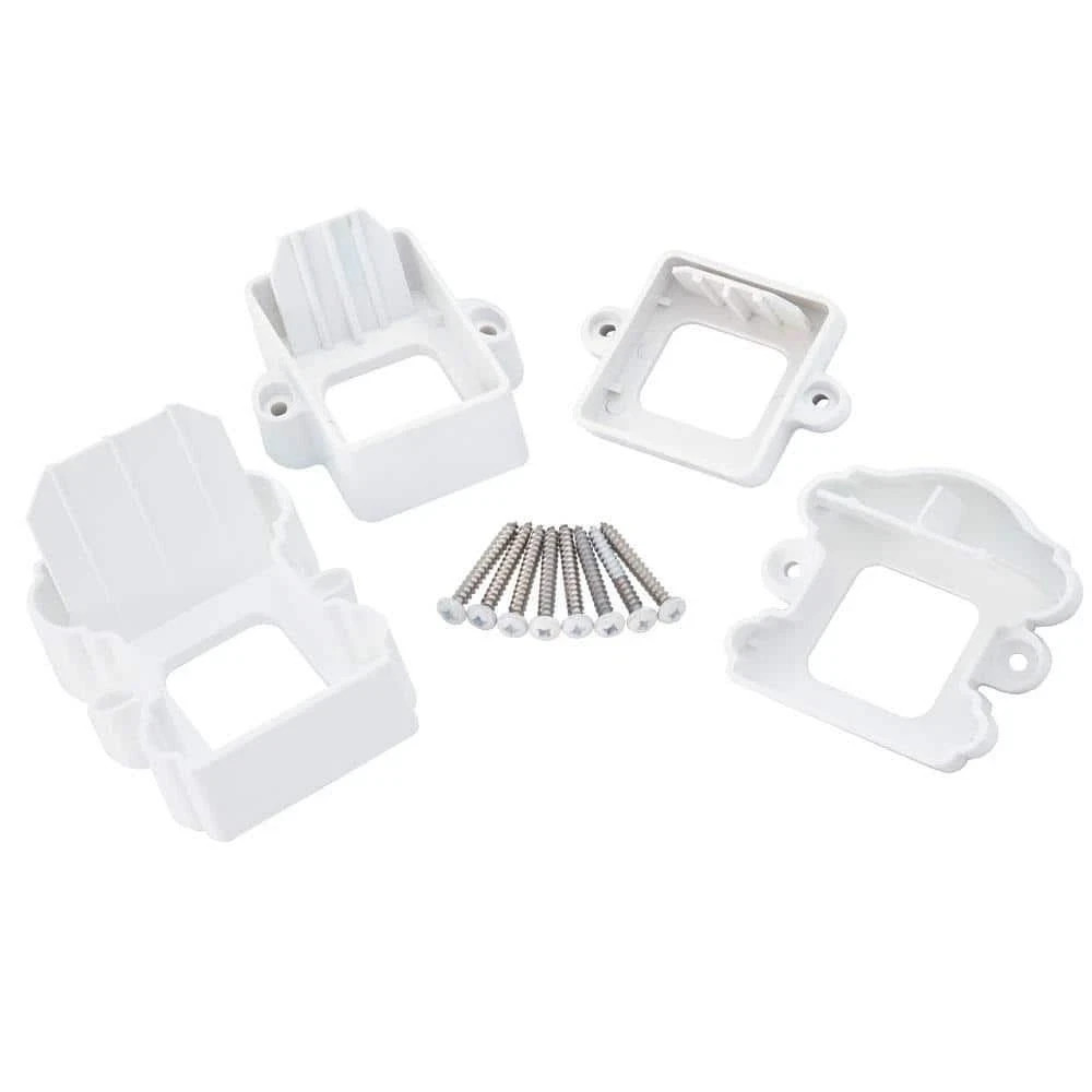 Fiberon Stair Rail Hardware Kit White Plastic Bracket Set for Railing System