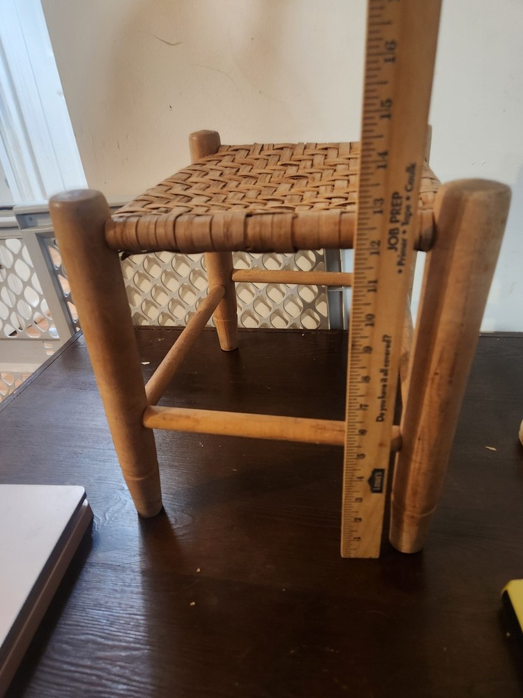 Antique Oak Cane Bottom Foot Stool