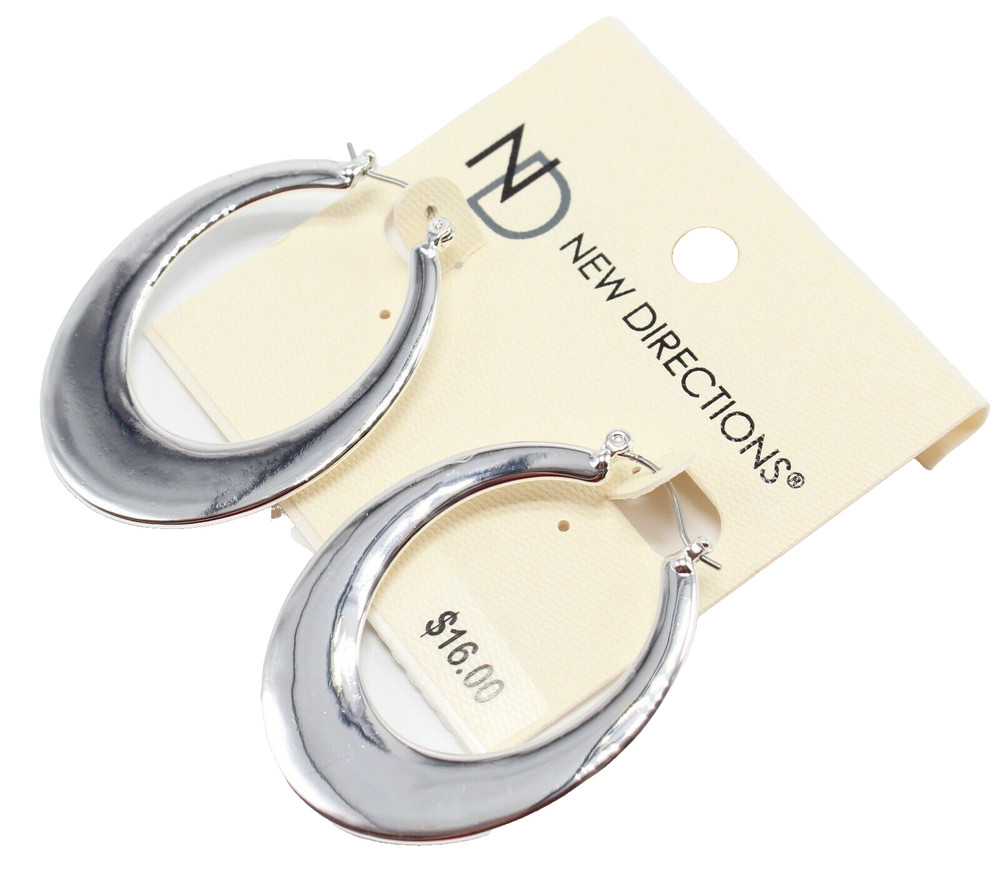 New Directions Silver Oval Hoop Earrings #E1133