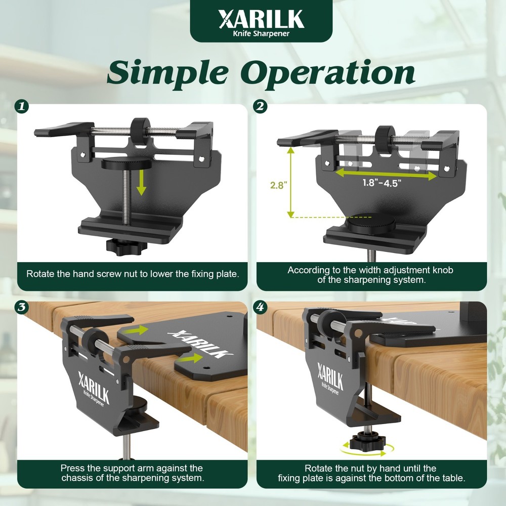 Aluminum Knife Sharpener Securing Clip, Adjustable Width 1.8-4.5",GEN2/GEN3