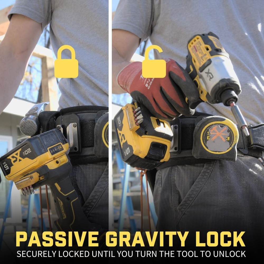 Pro | Universal Tool Holster - Gravity Locking Clip-On Black/Silver