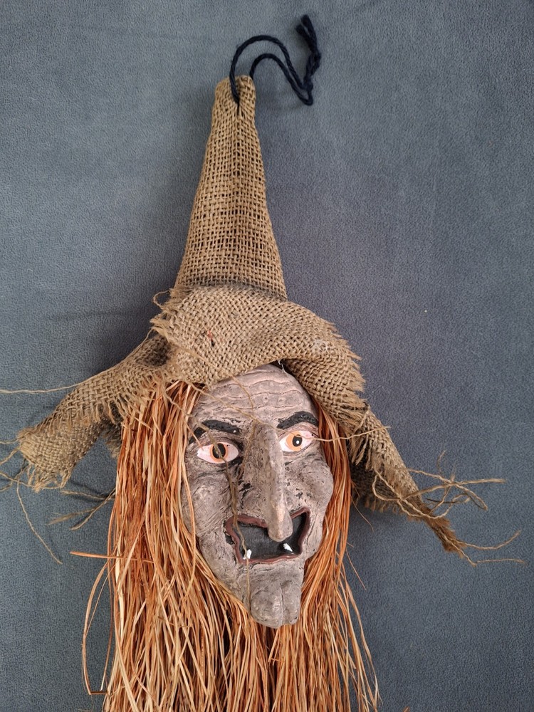 Handmade Rustic Burlap kitchen Witch Wall Decor Halloween 30 Inch