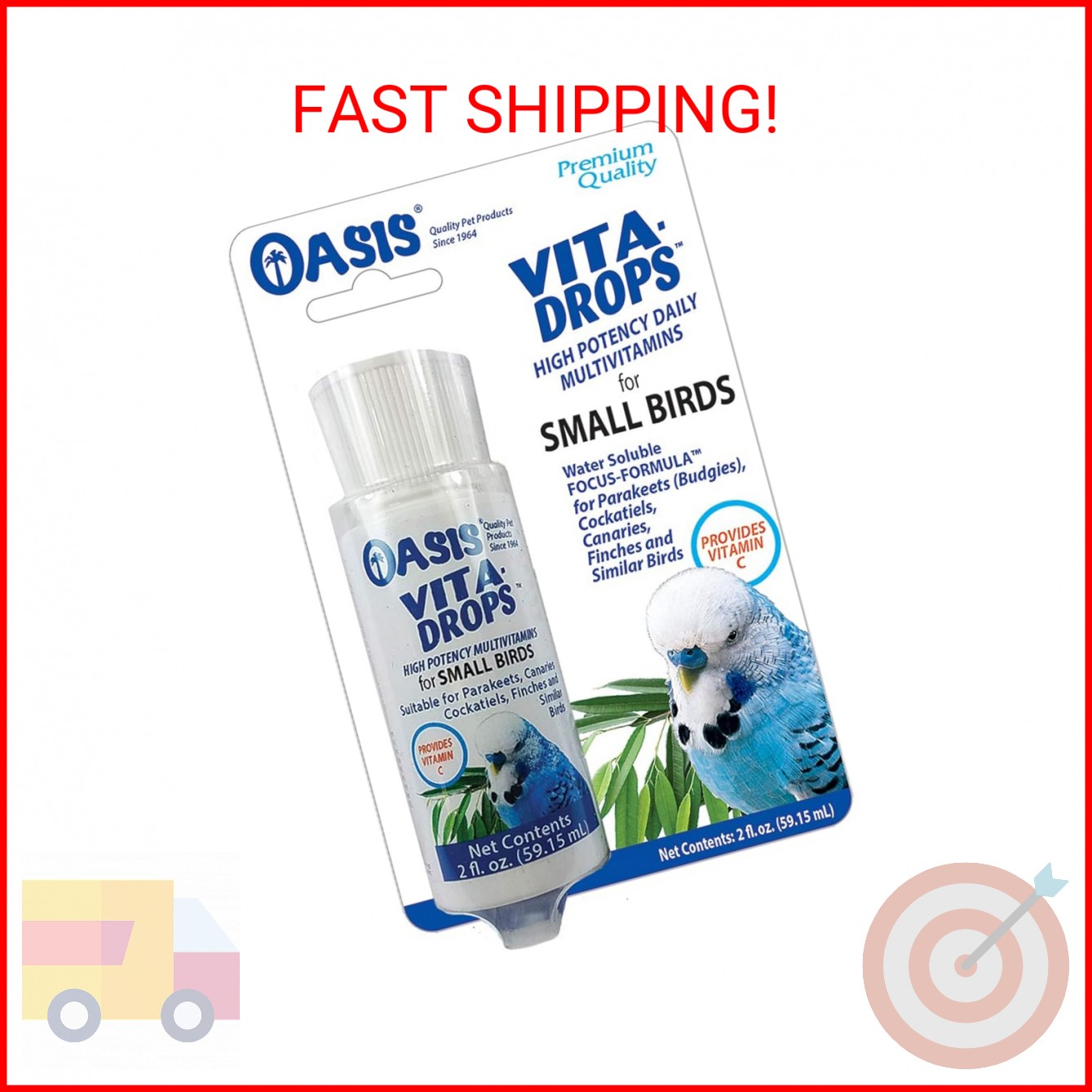 OASIS #80257 Vita Drops for Small Birds, 2- ounce liquid multivitamin