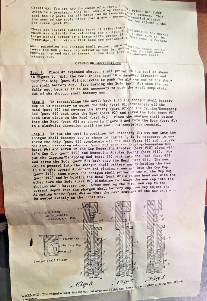 Shotgun Shell Primer Rebuilder W/ Instructions