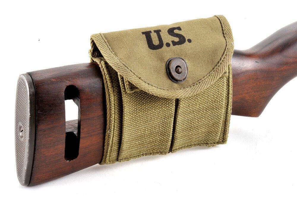 USGI WW2 .30 M1 CARBINE SLING, OILER, & BUTTSTOCK POUCH Lt. OD Green Dated 1943