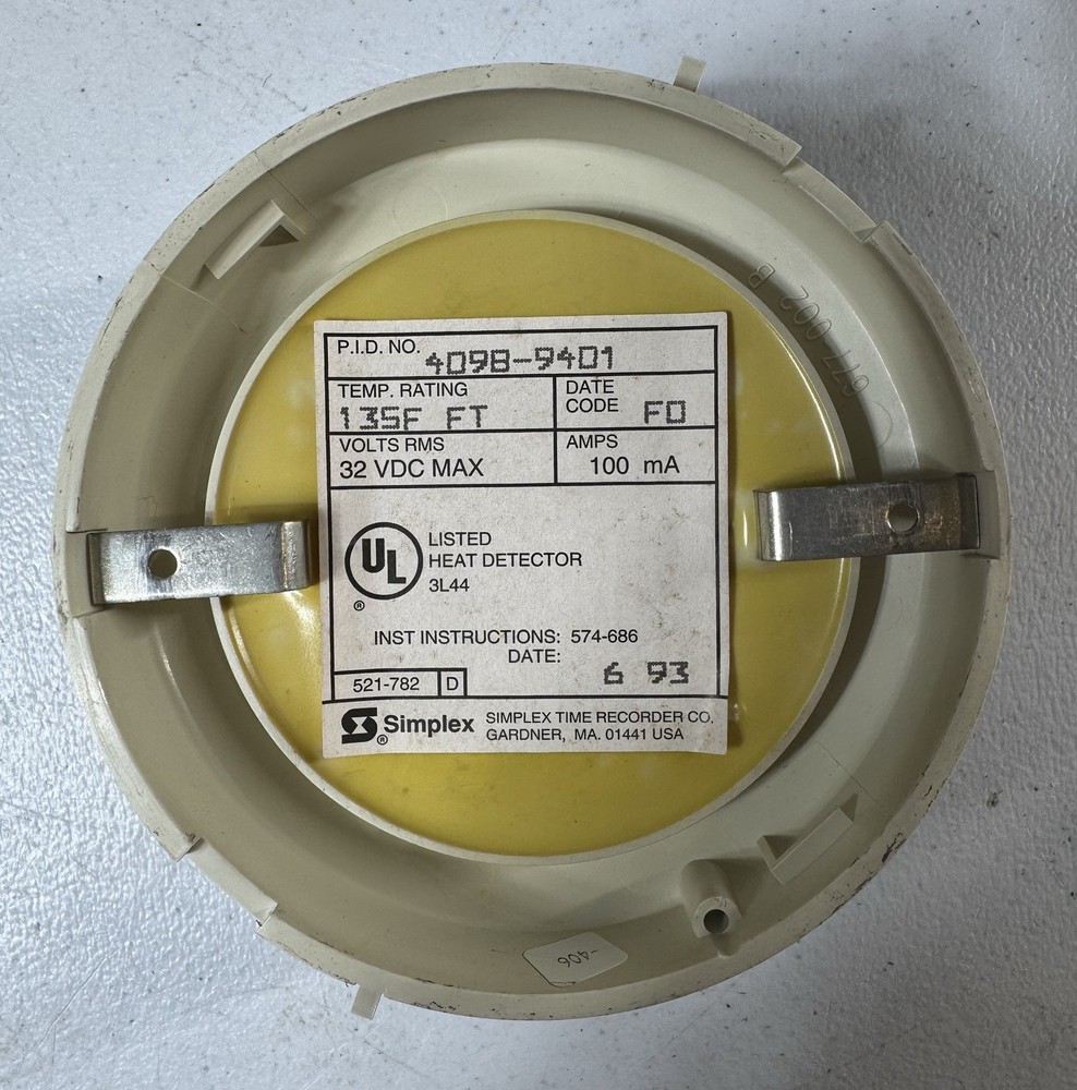 Simplex 4098-9401 Heat Detector. Pre Owed.