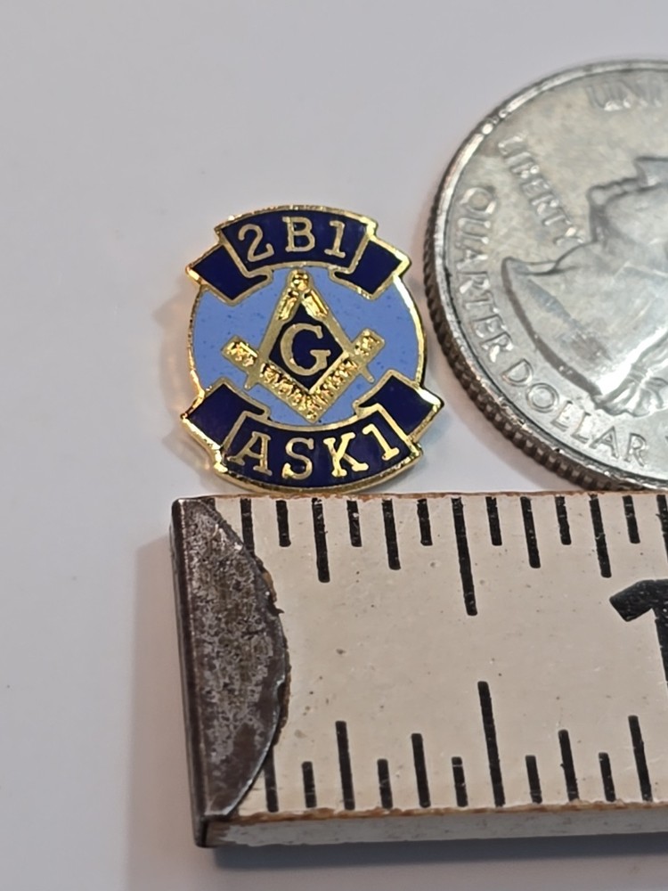 Mason Lapel Pin 2B1 ASK1 Small Size Blue Enamel