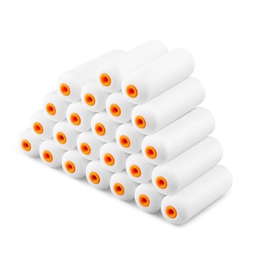 Mini Paint Roller Covers，High Density Foam Paint 4 inch 24 pack（white）