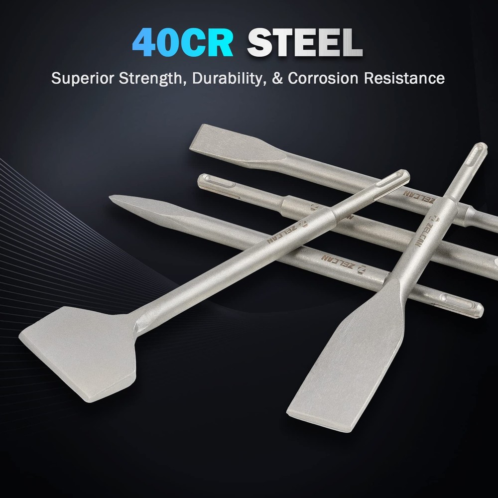 ZELCAN Chisel Set with 3 inches blade width, 10 overall length, Sliver