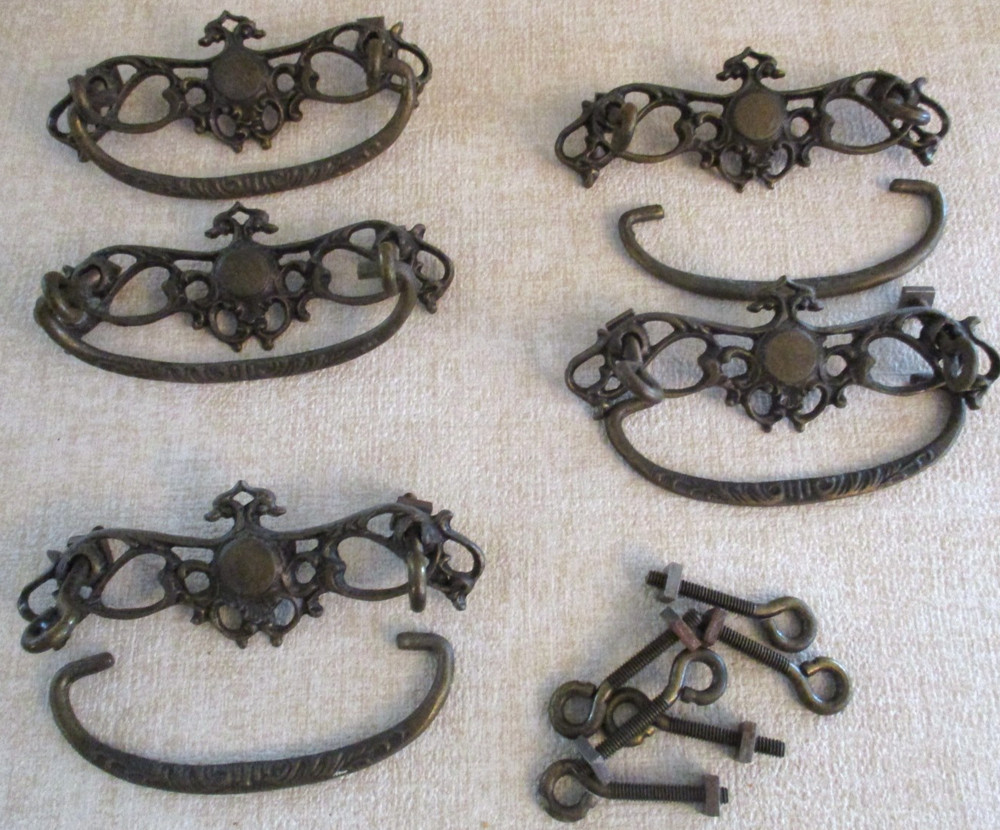 5 Vintage Brass  Decorative  Cabinet/Drawer Pulls