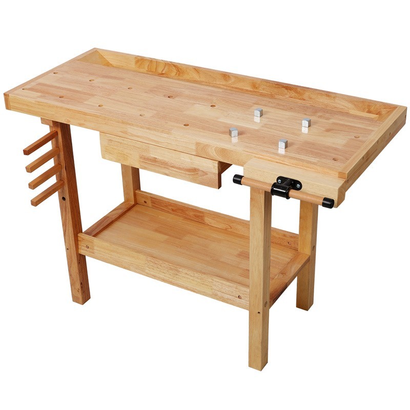 48" Heavy Duty Wood Workbench Work Table w/Adjustable Handle & Drawer for Garage