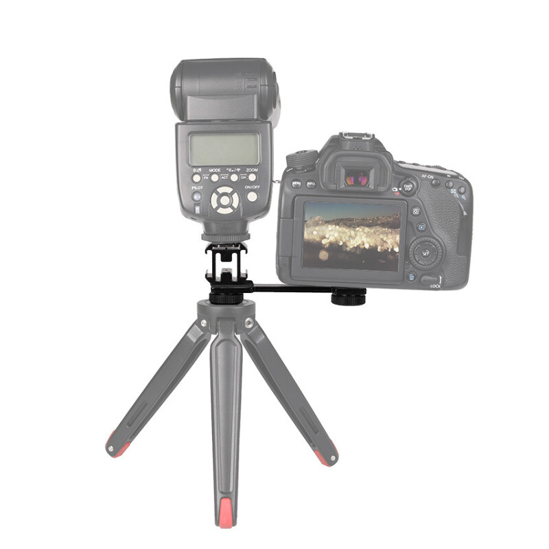 Triple Cold Shoe Mount Extension Flash Bracket Camera Mic Stand Adapter