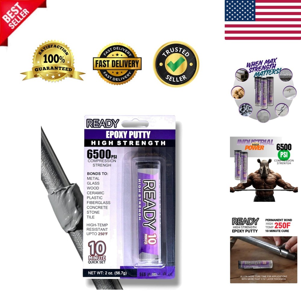 Ready High Strength  Epoxy Putty, 10 Minute Quick Set, High Temperature, Meta...