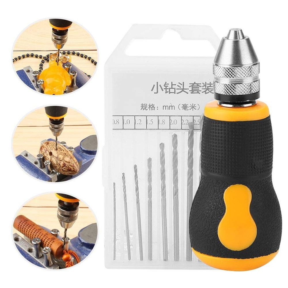 Mini Hand Drill - 10pcs Small Drill Bits Set, 0.8-3.0mm