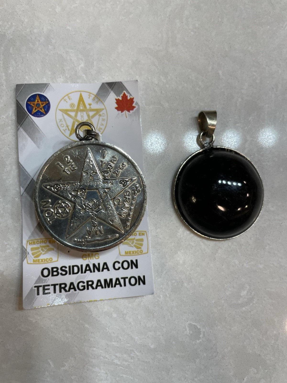 Obsidian Tetragrammaton- Obsidiana  Pentagram Pendant - Protection 1 piece-Large