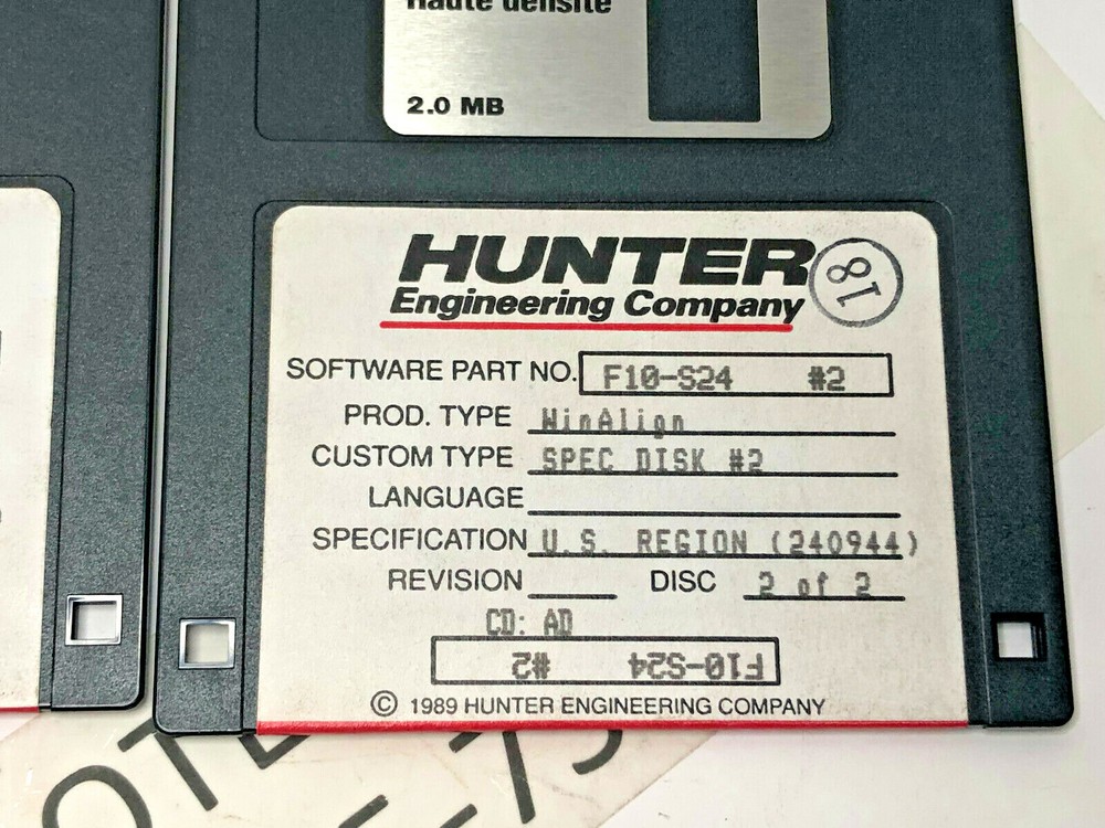 Hunter F10-S24 WinAlign Alignment 2 Floppy Disk Software P432