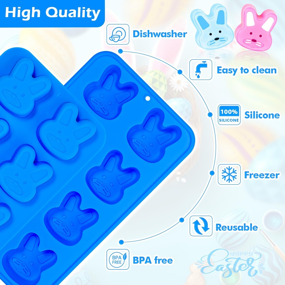 Webake Easter Bunny Ice Cube Molds, 8-Cavity Silicone standard, Blue
