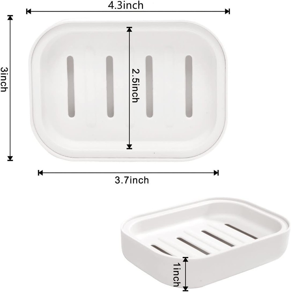 4 Pack Plastic Soap Dish Soap Container Double Layer Draining Soap Holder