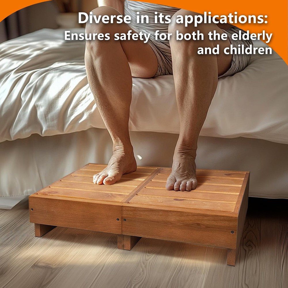 Wooden Step Stool 6” Height, Step Stools for Bed, Bed Steps for High Beds for...