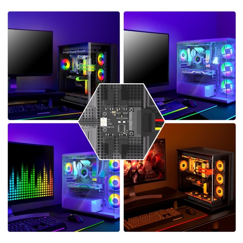 4 Port 5V ARGB Fan LED Sync Control with USB2.0 9Pin Cable Light