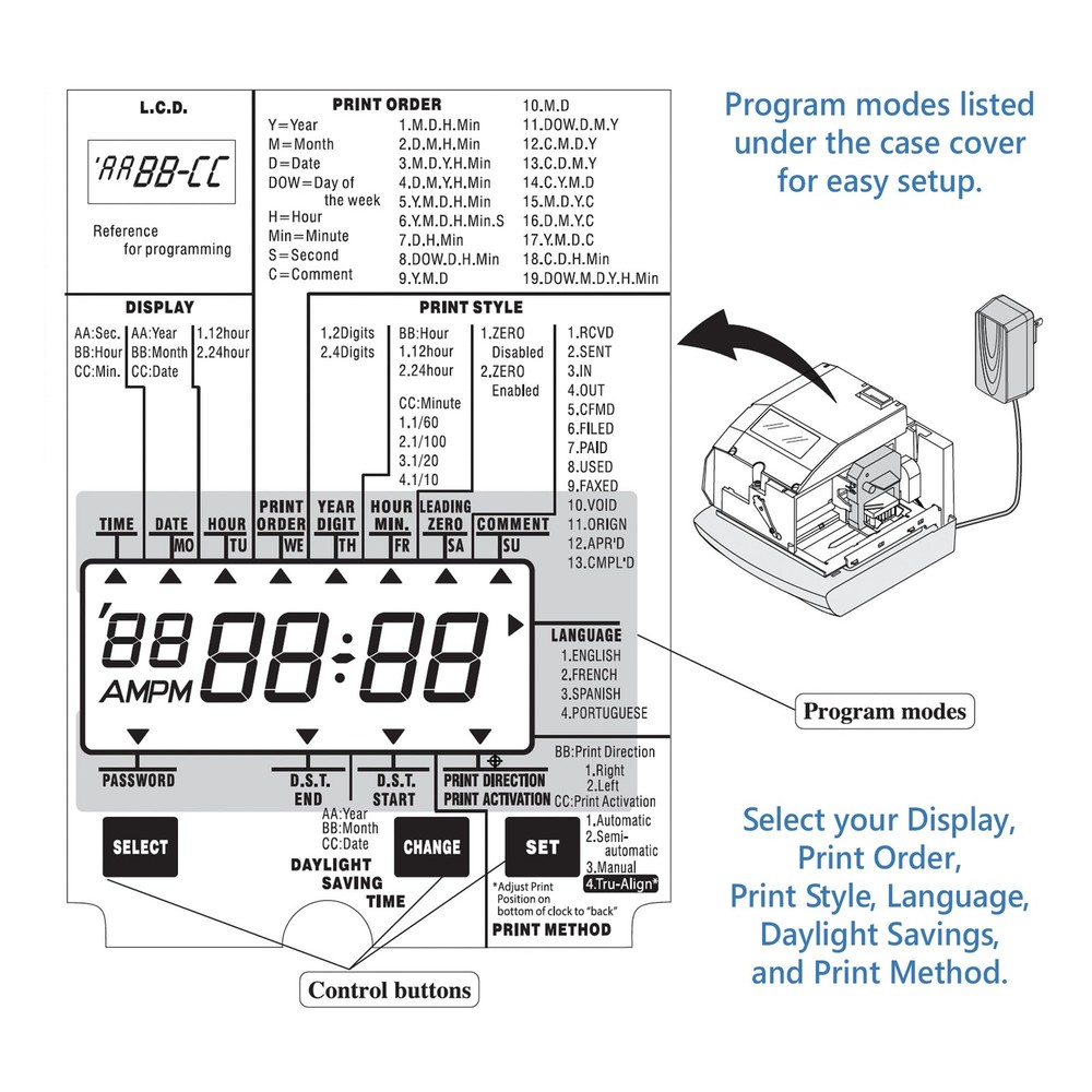 1600e Time Clock Punch Machine & Document Stamp, Time Keeping System with Tru...