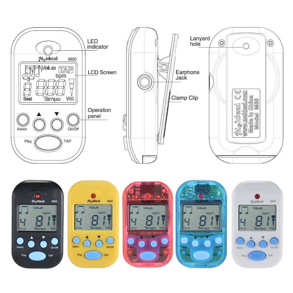 Clip on Digital Metronome Multifunctional Tempo Built-in Tap Function B7E1