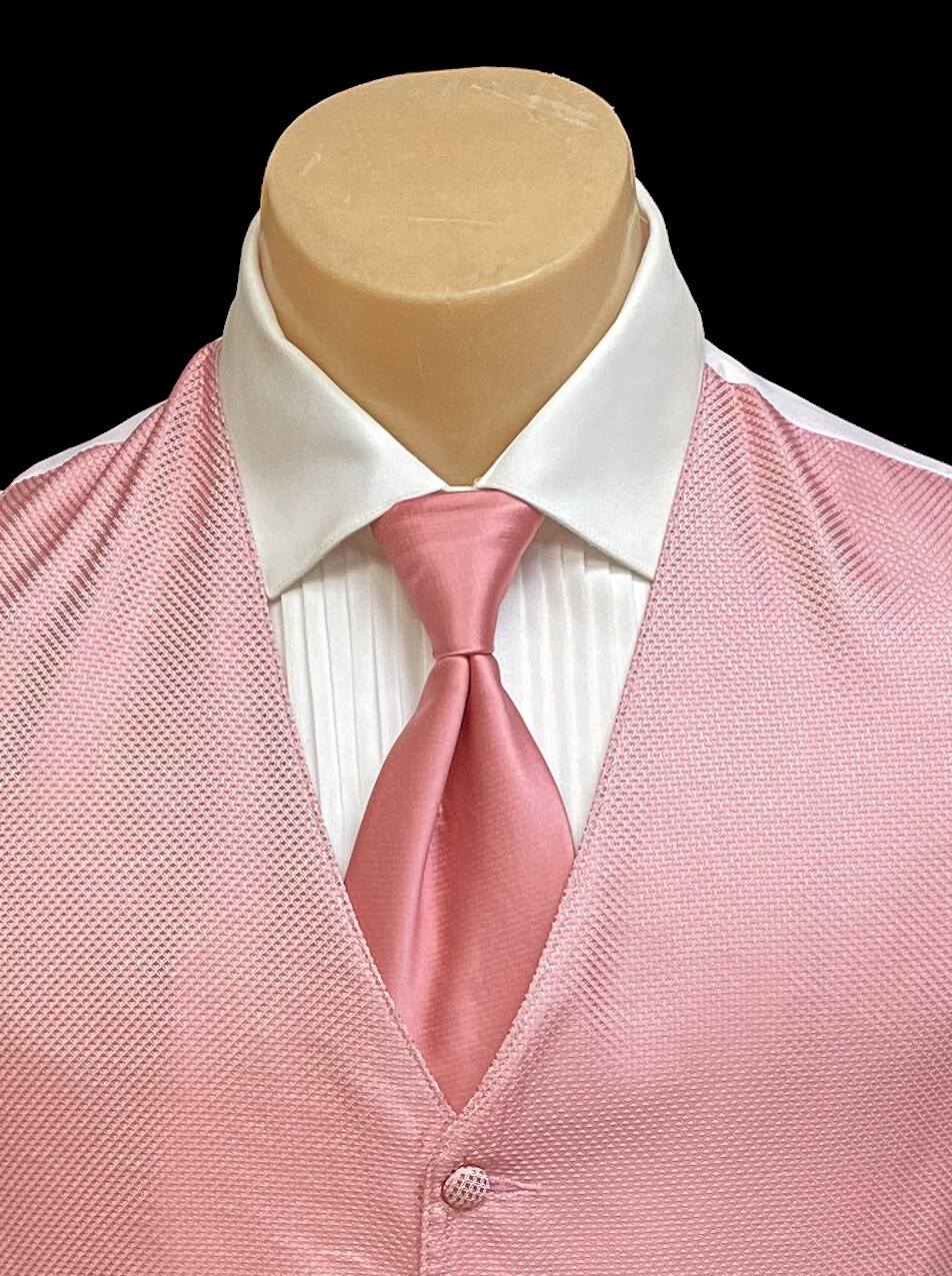 Men's Armanno Pink Tuxedo Vest & Long Tie Groom Wedding Prom Medium M