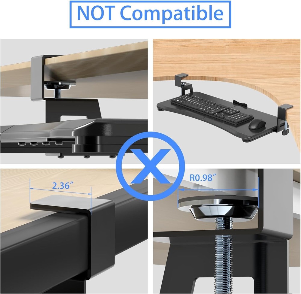 SUPTEK | Keyboard Tray Under Desk Pull Out with C Clamp Mount