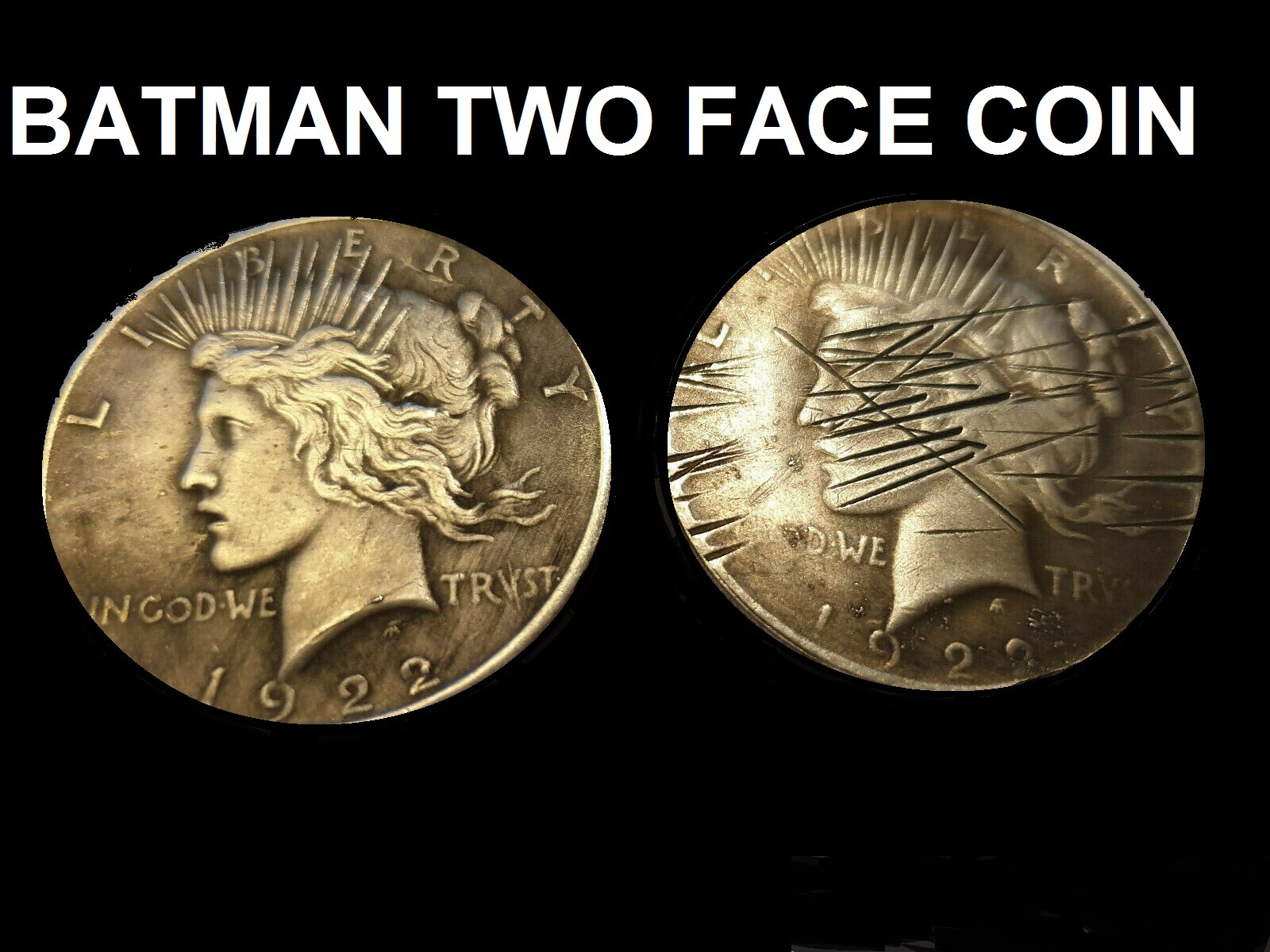 Two Face BATMAN Coin Harvey Dent Double Sided Heads SCRATCHED ON ONE SIDE