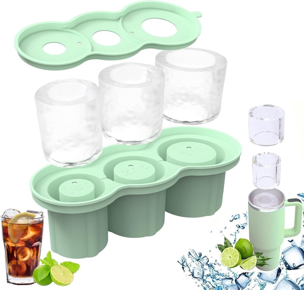 Silicone Ice Cube Tray Set with Lids Stackable Easy Release Freezer Mold