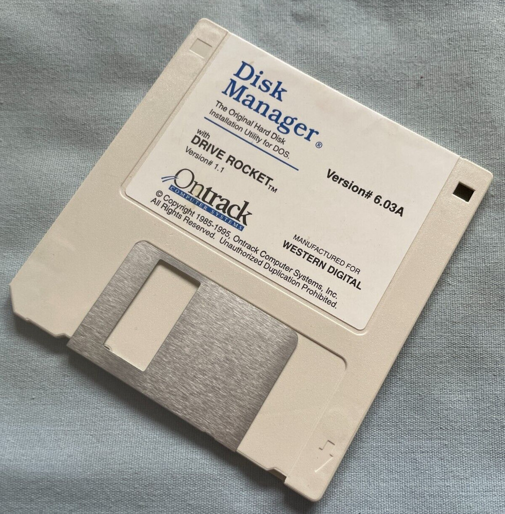 DISK MANAGER VERSION 6.03B - 1995 DOS PC Computer Ontrack Software 3.5" UNTESTED