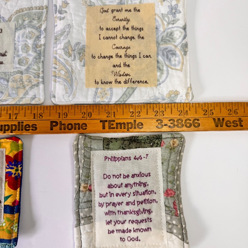 6 Handcrafted Prayer Quilts lot Unique
