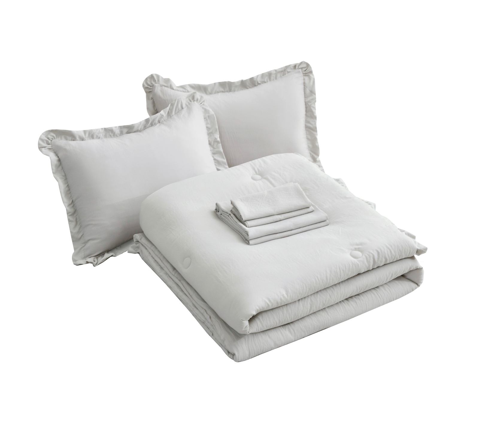 Chezmoi Collection Eleanora Bed in a Bag Comforter Set w/ Ruffle Edge Trim