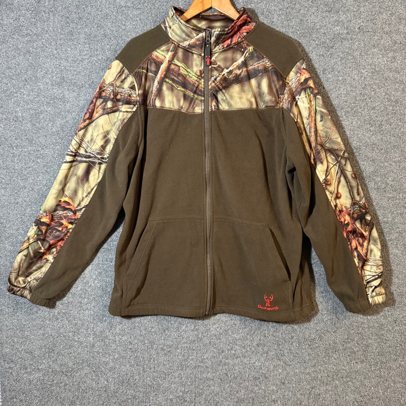 Huntworth Jacket Mens Extra Large Camo Fleece Outdoor Hunting Full Zip