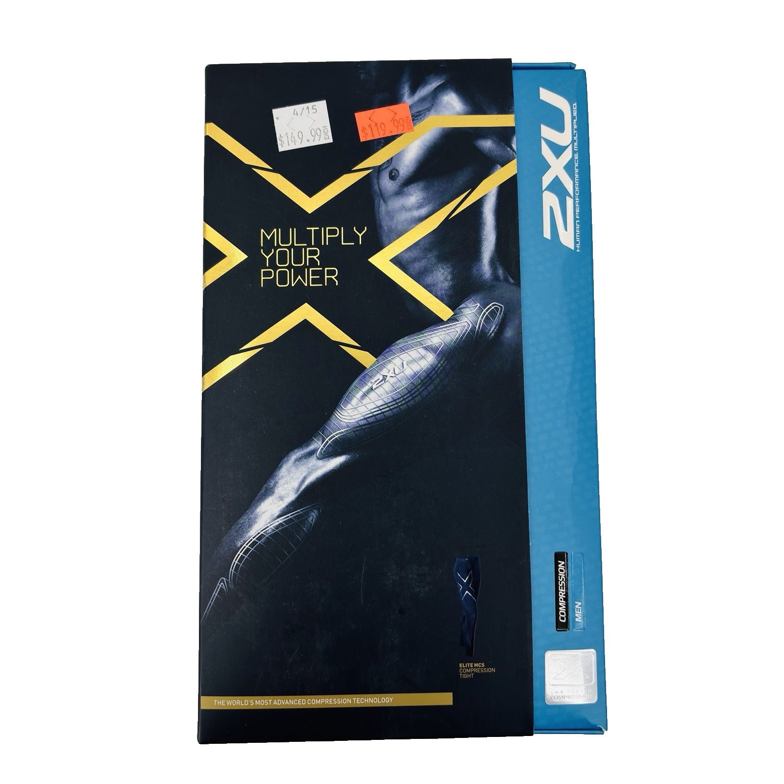 New Men Small 2XU Elite MCS Compression Tights Black Gold MA3962b Weight Lifting