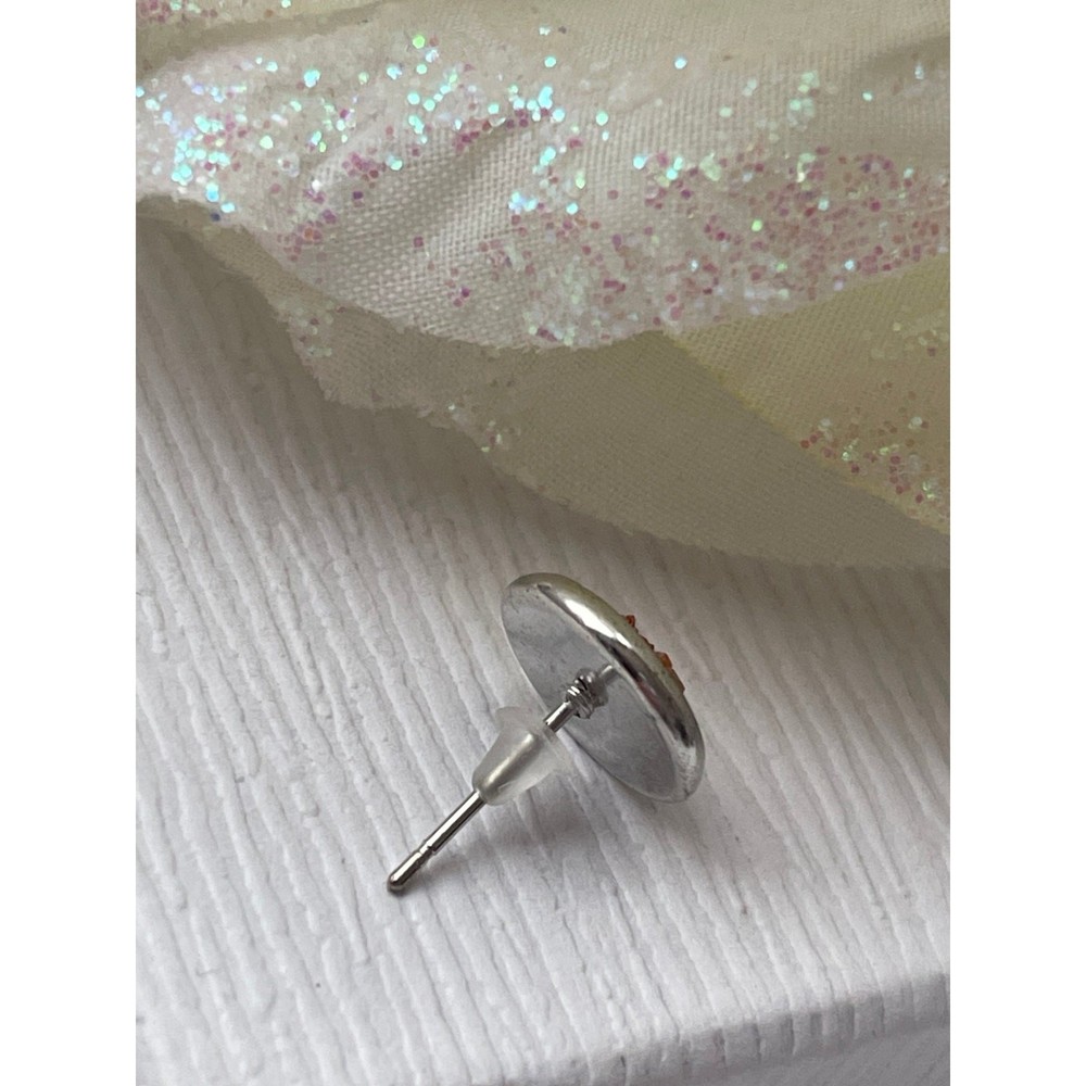 Glittery Studs 5 Pairs Round Earrings Multicolor