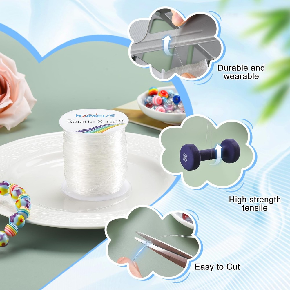 KAMEVS Crystal Elastic Cord, Clear String for