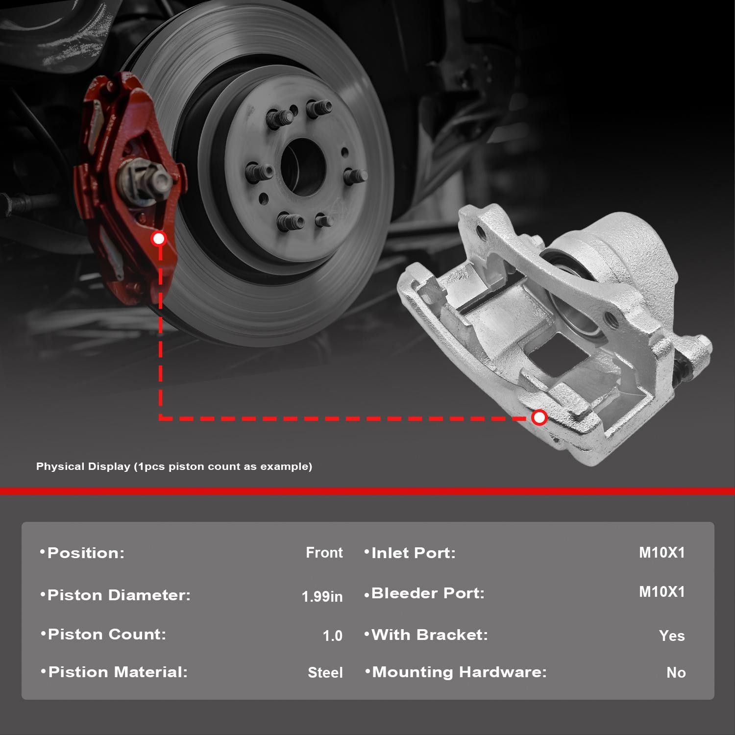 2x Front Brake Calipers with Bracket for Honda Civic 1990-2000 Civic del Sol CRX