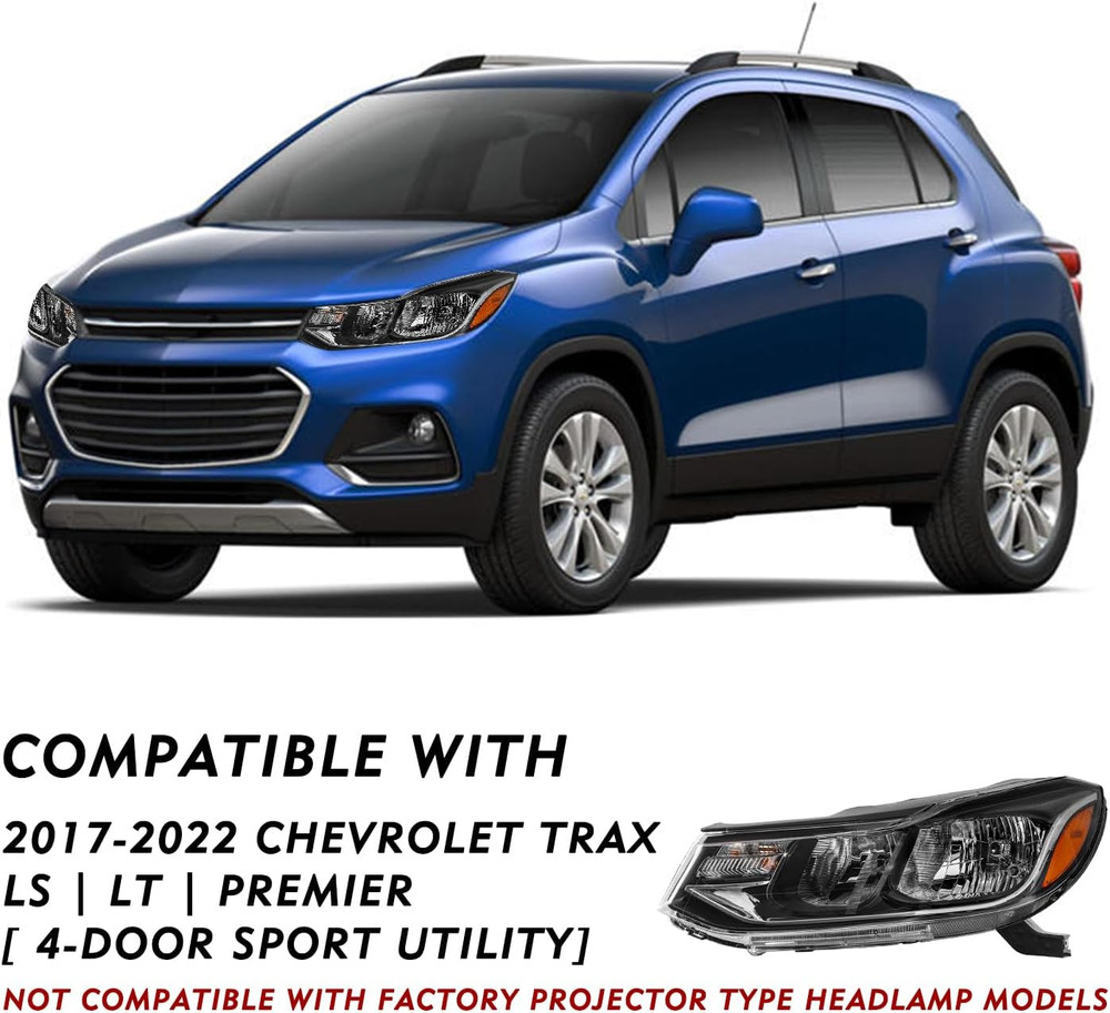 Fits for 2017-2022 Chevy Trax Headlight Assembly Non-Projector Type Replacement