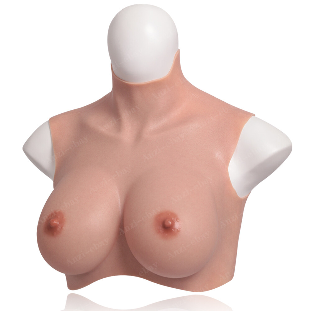 Realistic Silicone Breast Forms Crossdresser Breastplate B-H Cup Fake Boobs Tits
