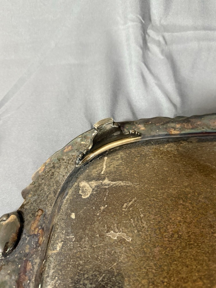 Antique EPNS Silverplate Footed Tray 28.75” Venetian Scroll Pattern